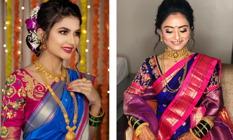 Royal Maharashtrian Bride in Nauvari Saree with Nath - royal maharashtrian bridal makeup